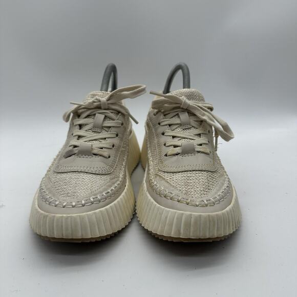 Womens Size 7.5 Dolce Vita Dolen Sandstone Woven Platform Sneakers Shoes - Picture 2 of 7